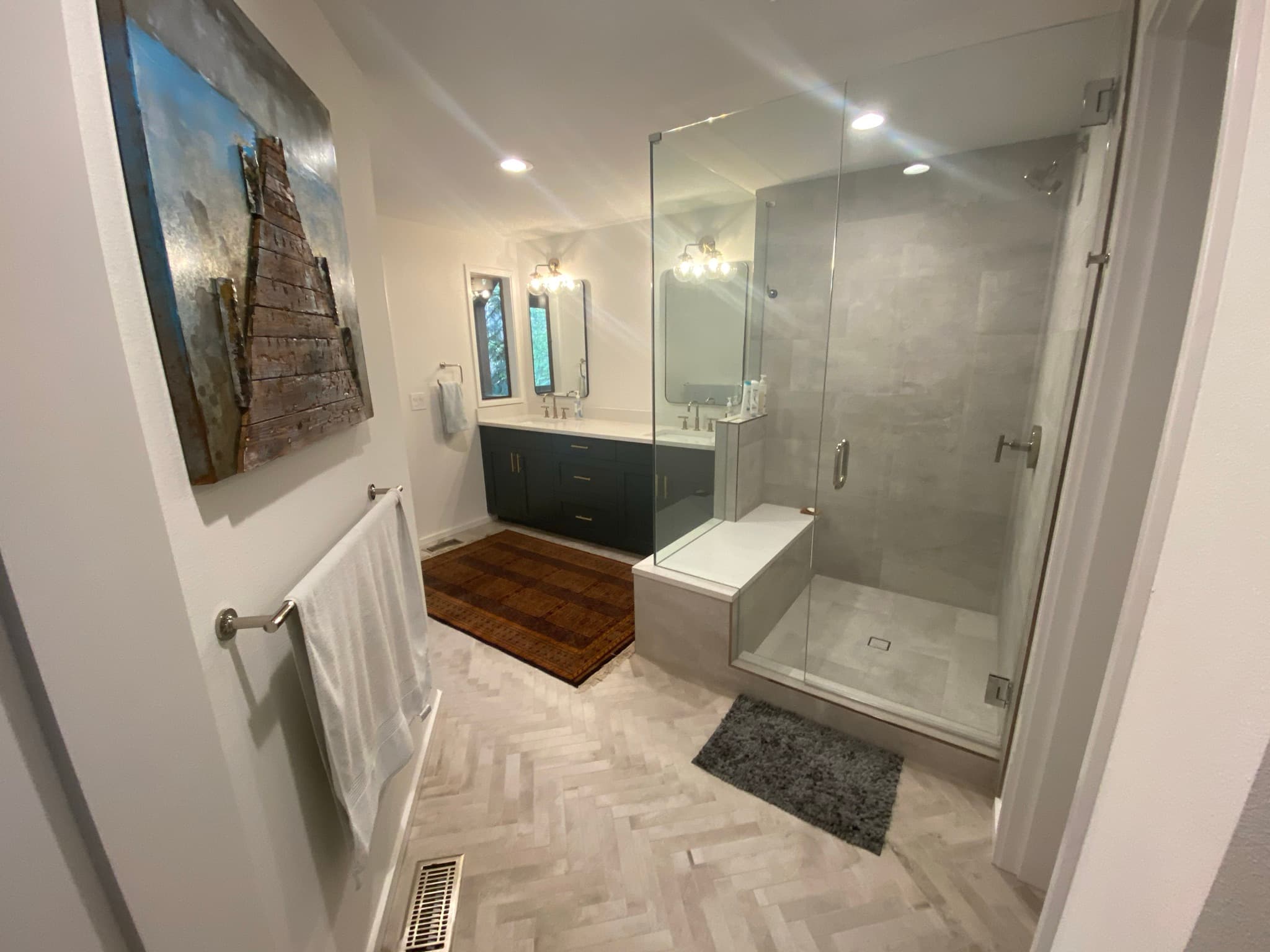 Navy Herringbone Bath