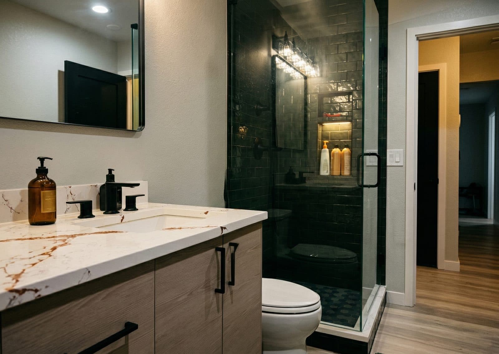 Dark Tile Shower