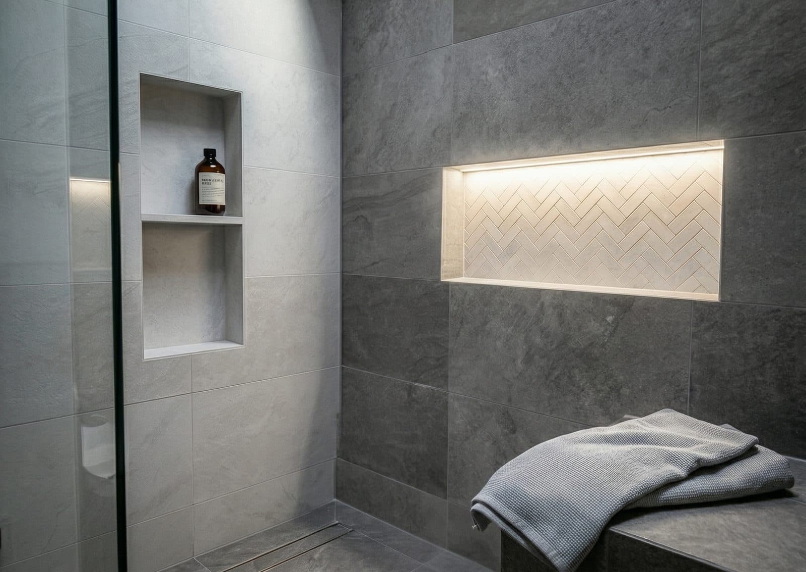 Herringbone Shower Niche