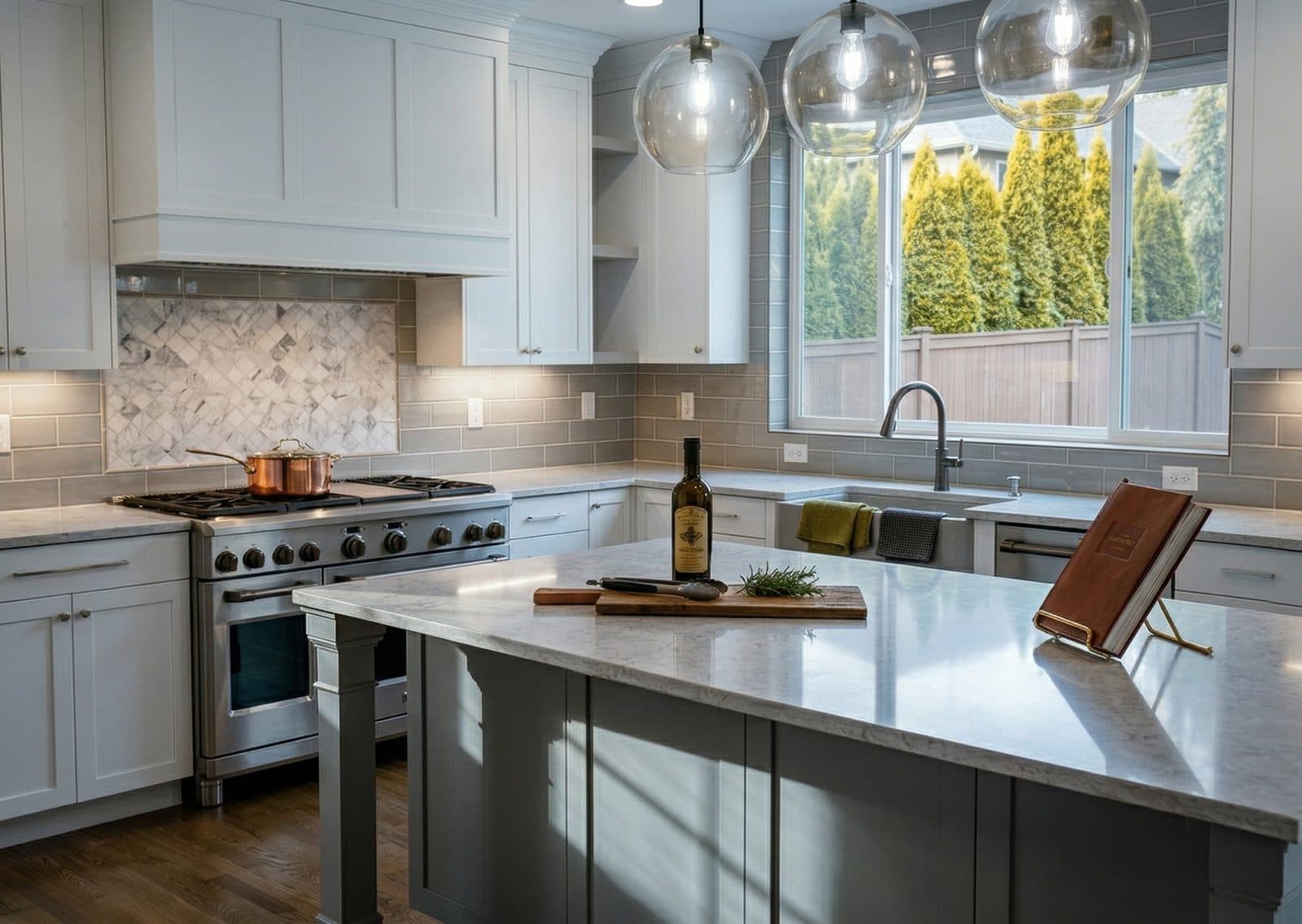 Gray & Marble Transitional Kitchen